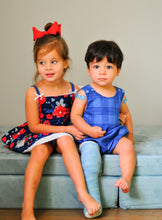 Load image into Gallery viewer, Blue Baby Bubble Romper