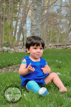 Load image into Gallery viewer, Blue Baby Bubble Romper